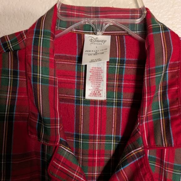 disney Store Size Large Red Plaid Men's Shirt Pre-owned Mickey Mouse - Picture 5 of 7